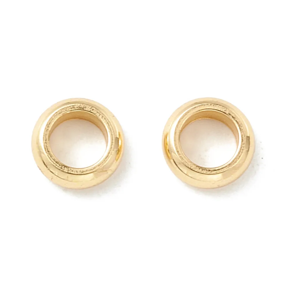 201 Stainless Steel Spacer Beads, Flat Round, Real Gold Color