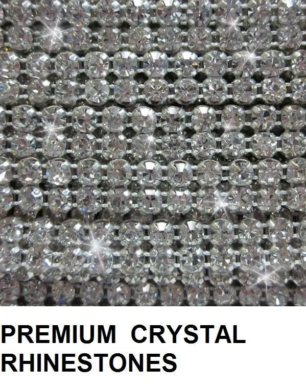 3 Feet/1 Yard SS18 4.3mm Rhinestone Chain, Crystal silver or gold Plated, Wedding Cake Banding.