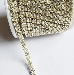 3 Feet/1 Yard SS18 4.3mm Rhinestone Chain, Crystal silver or gold Plated, Wedding Cake Banding.