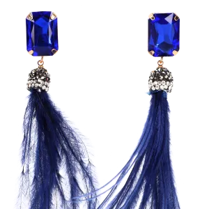 Aretes con Plumas Azules