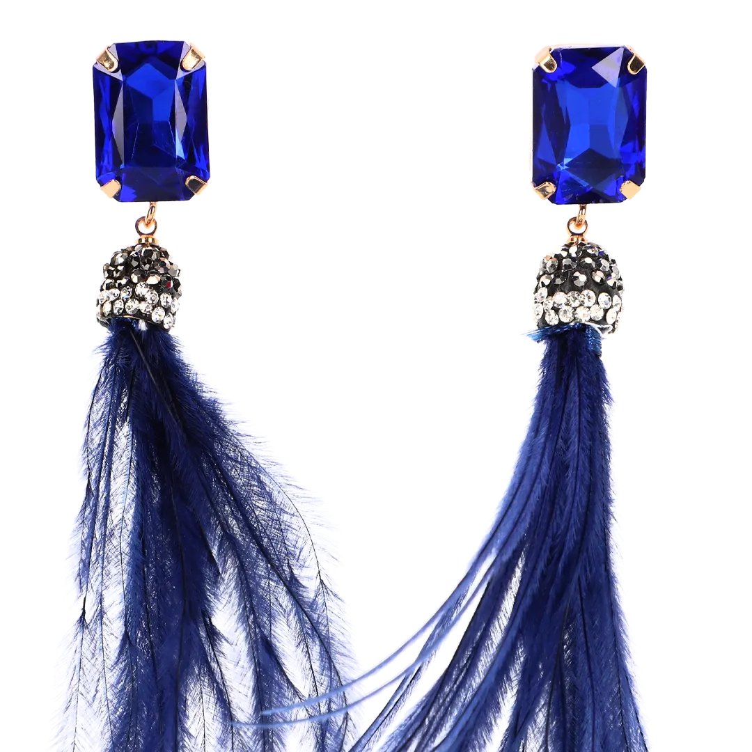 Aretes con Plumas Azules
