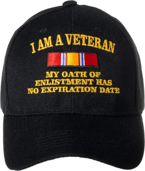 Artisan Owl I Am A Veteran My Oath of Enlistment Has No Expiration Date Embroidered Baseball Cap (Black)