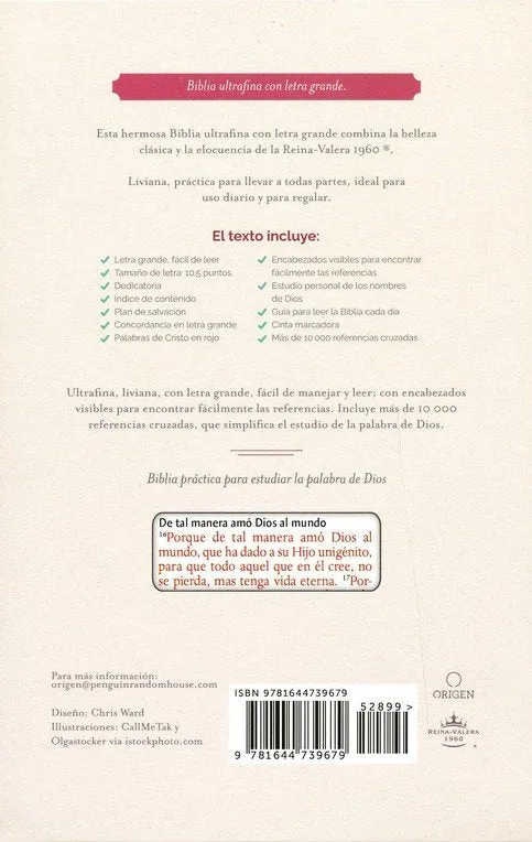 BIBLIA RV60 LETRA GRANDE-SIMIL PIEL ROSADA CON FLORES- TAMAÑO MANUAL