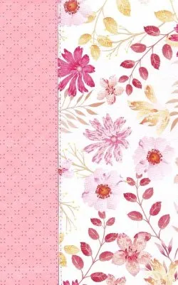 BIBLIA RV60 LETRA GRANDE-SIMIL PIEL ROSADA CON FLORES- TAMAÑO MANUAL