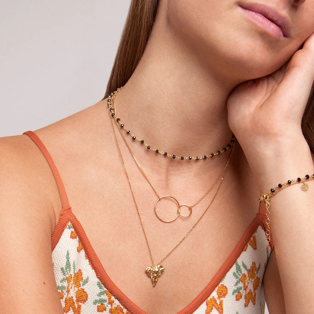 Black Crystals Gold Necklace