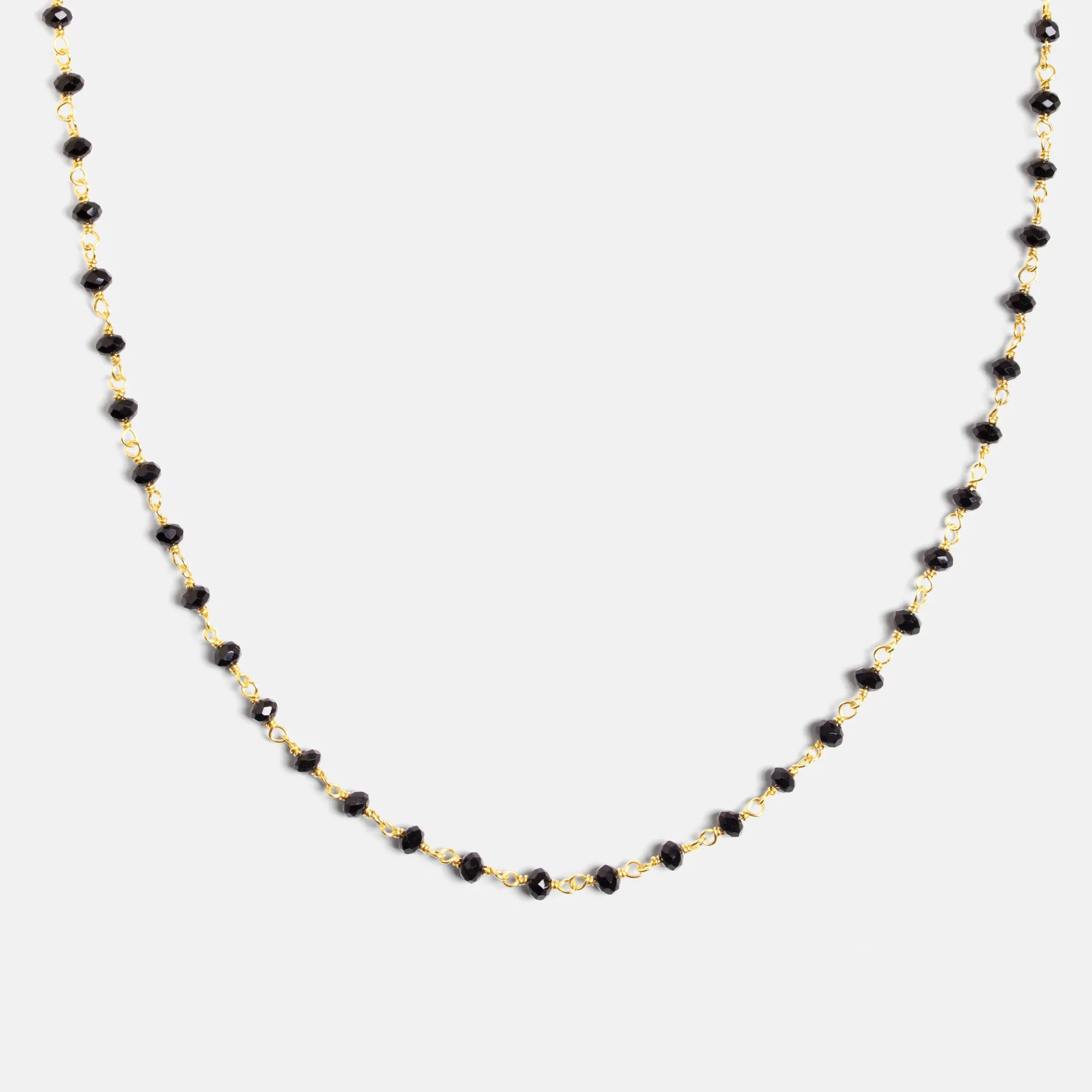 Black Crystals Gold Necklace