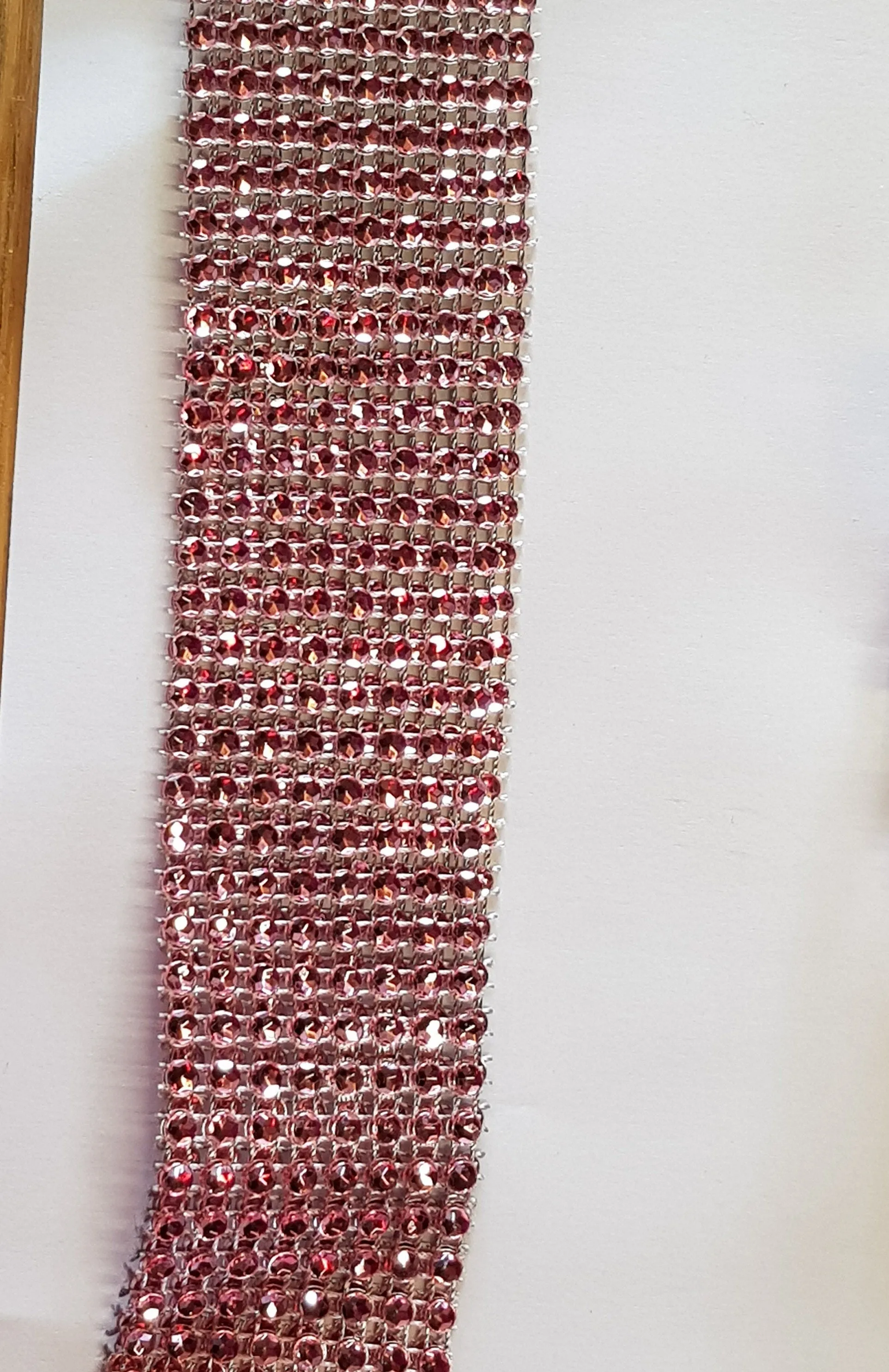 Blush Rhinestone ribbon, Diamond Mesh, Diamante Bling, Crystal trim 1 METER cake trim. by Crystal wedding uk