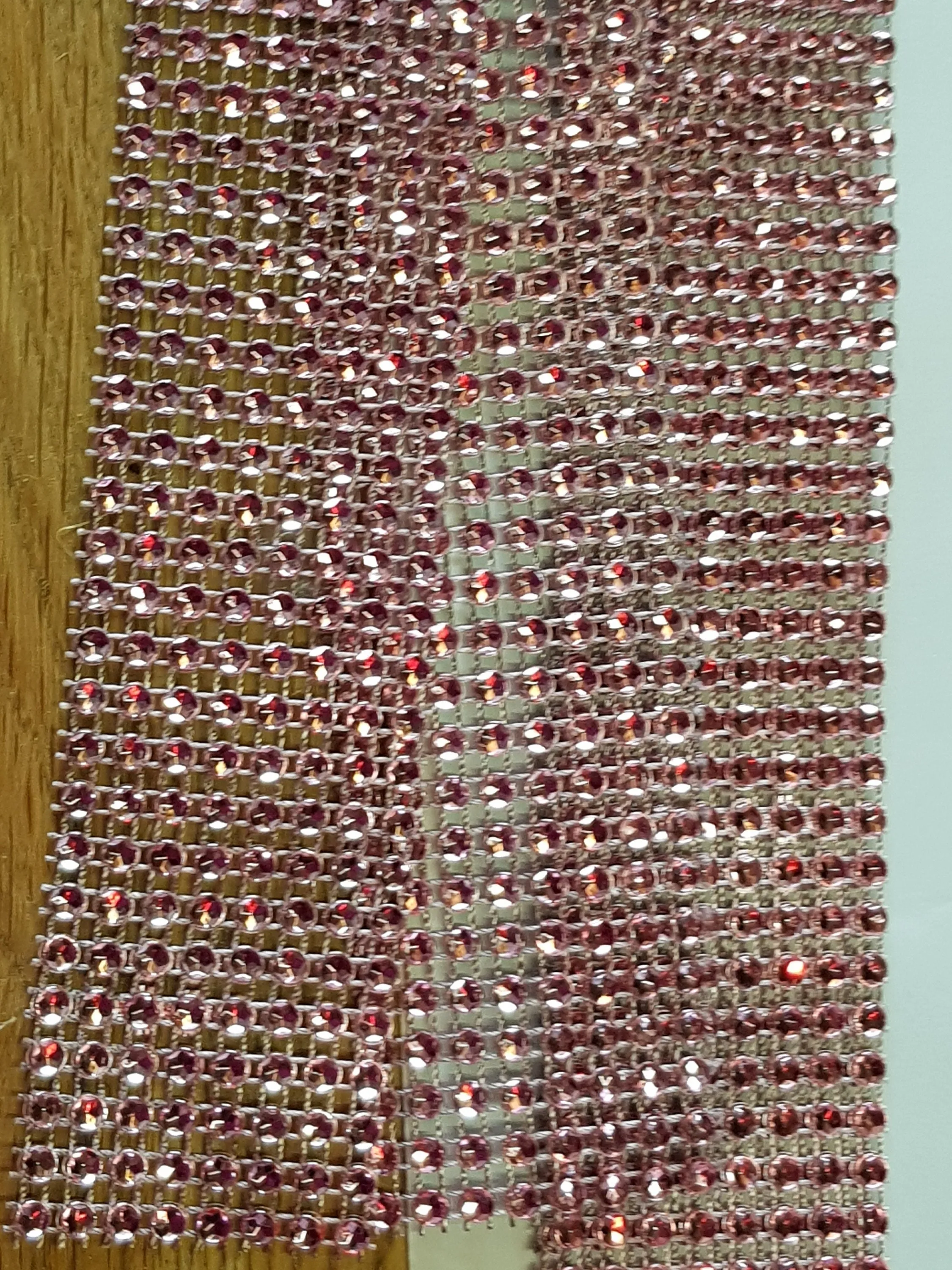 Blush Rhinestone ribbon, Diamond Mesh, Diamante Bling, Crystal trim 1 METER cake trim. by Crystal wedding uk