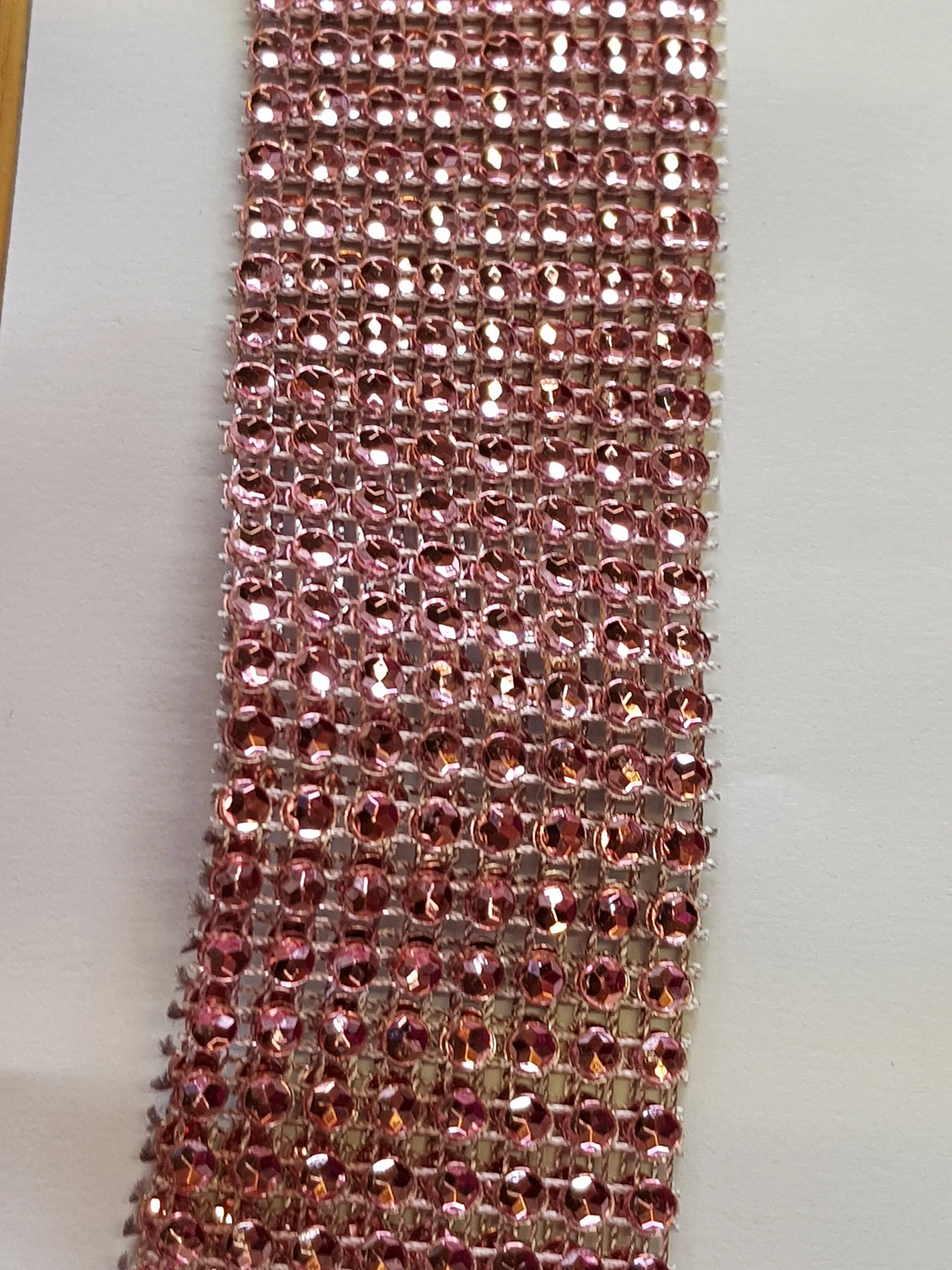 Blush Rhinestone ribbon, Diamond Mesh, Diamante Bling, Crystal trim 1 METER cake trim. by Crystal wedding uk