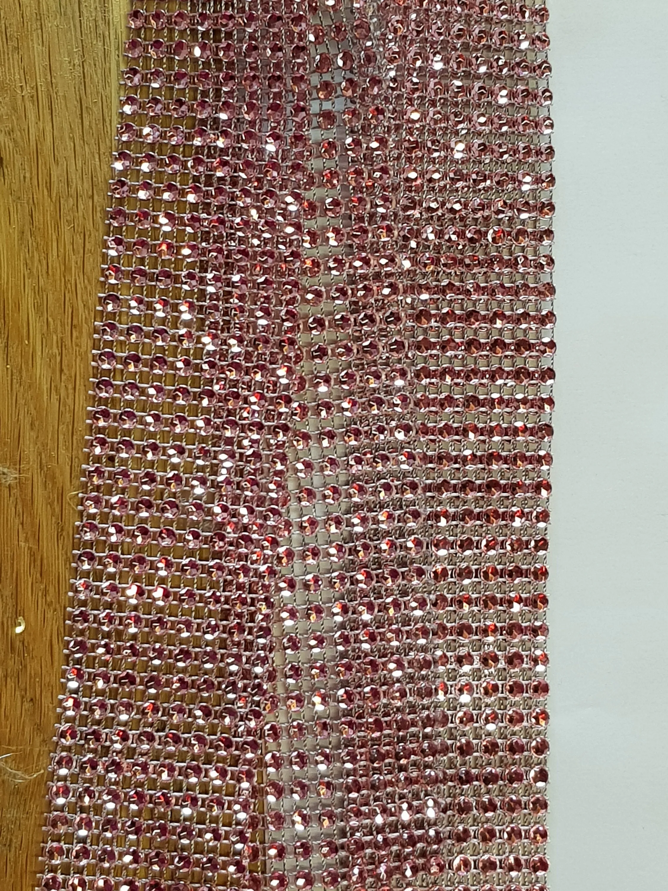 Blush Rhinestone ribbon, Diamond Mesh, Diamante Bling, Crystal trim 1 METER cake trim. by Crystal wedding uk