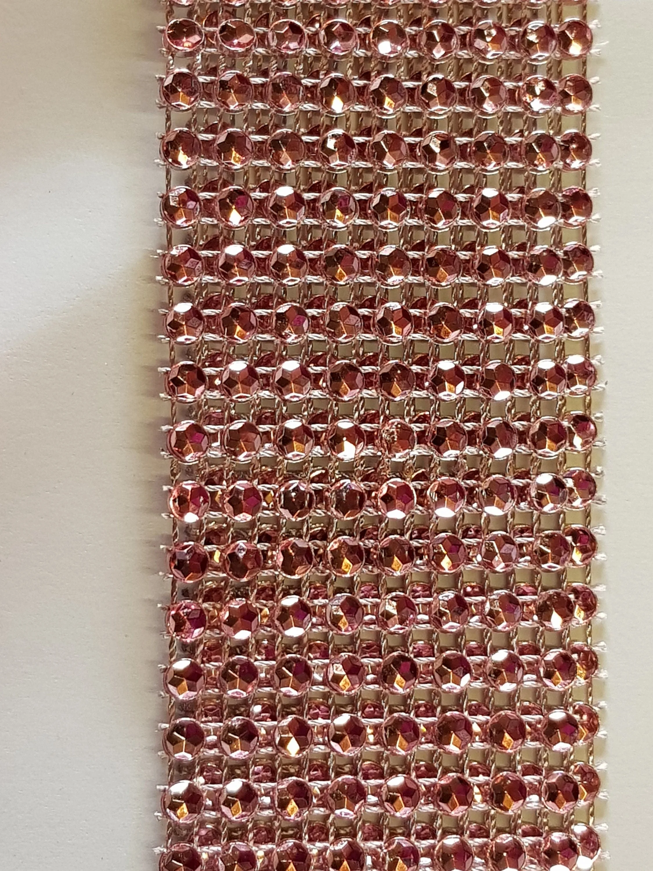Blush Rhinestone ribbon, Diamond Mesh, Diamante Bling, Crystal trim 1 METER cake trim. by Crystal wedding uk