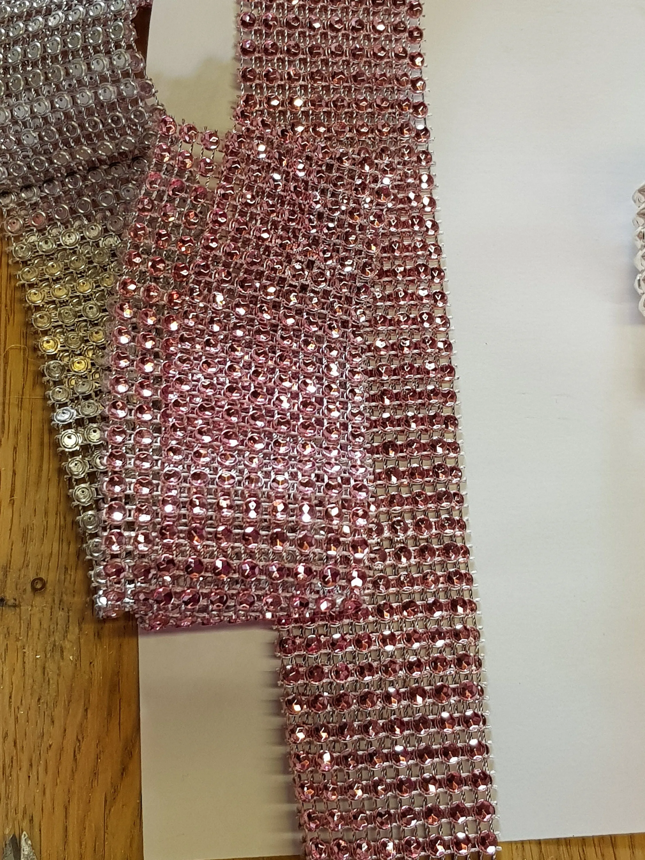 Blush Rhinestone ribbon, Diamond Mesh, Diamante Bling, Crystal trim 1 METER cake trim. by Crystal wedding uk
