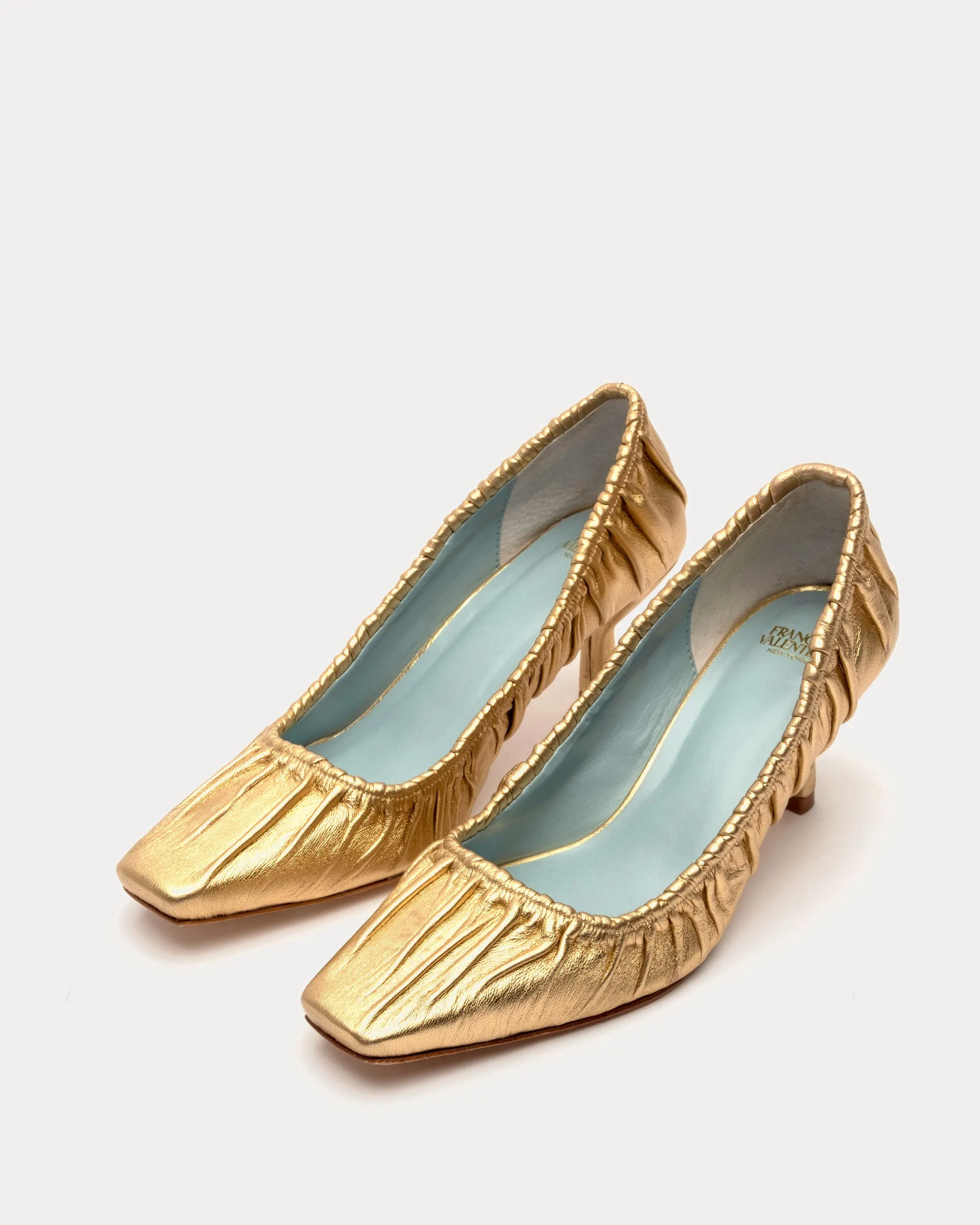 Britta Ruched Heel Metallic Leather Platino