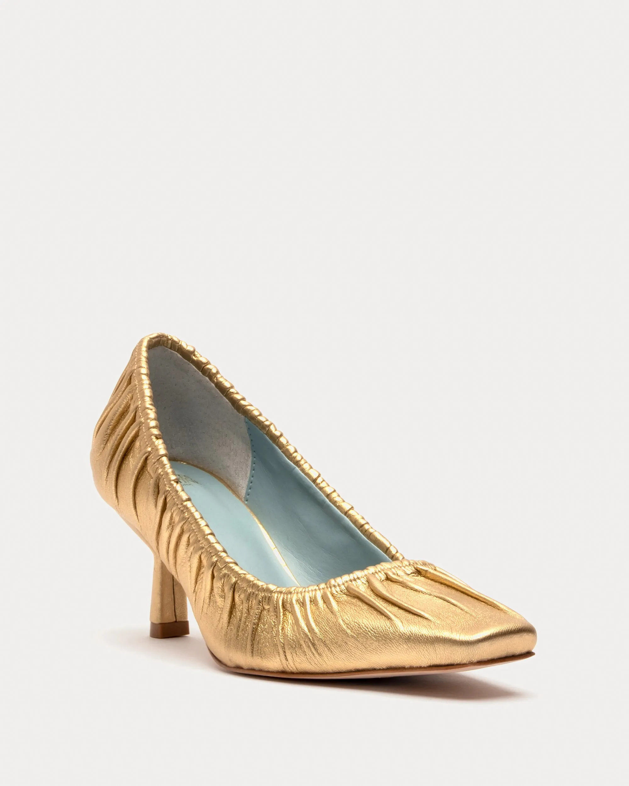 Britta Ruched Heel Metallic Leather Platino