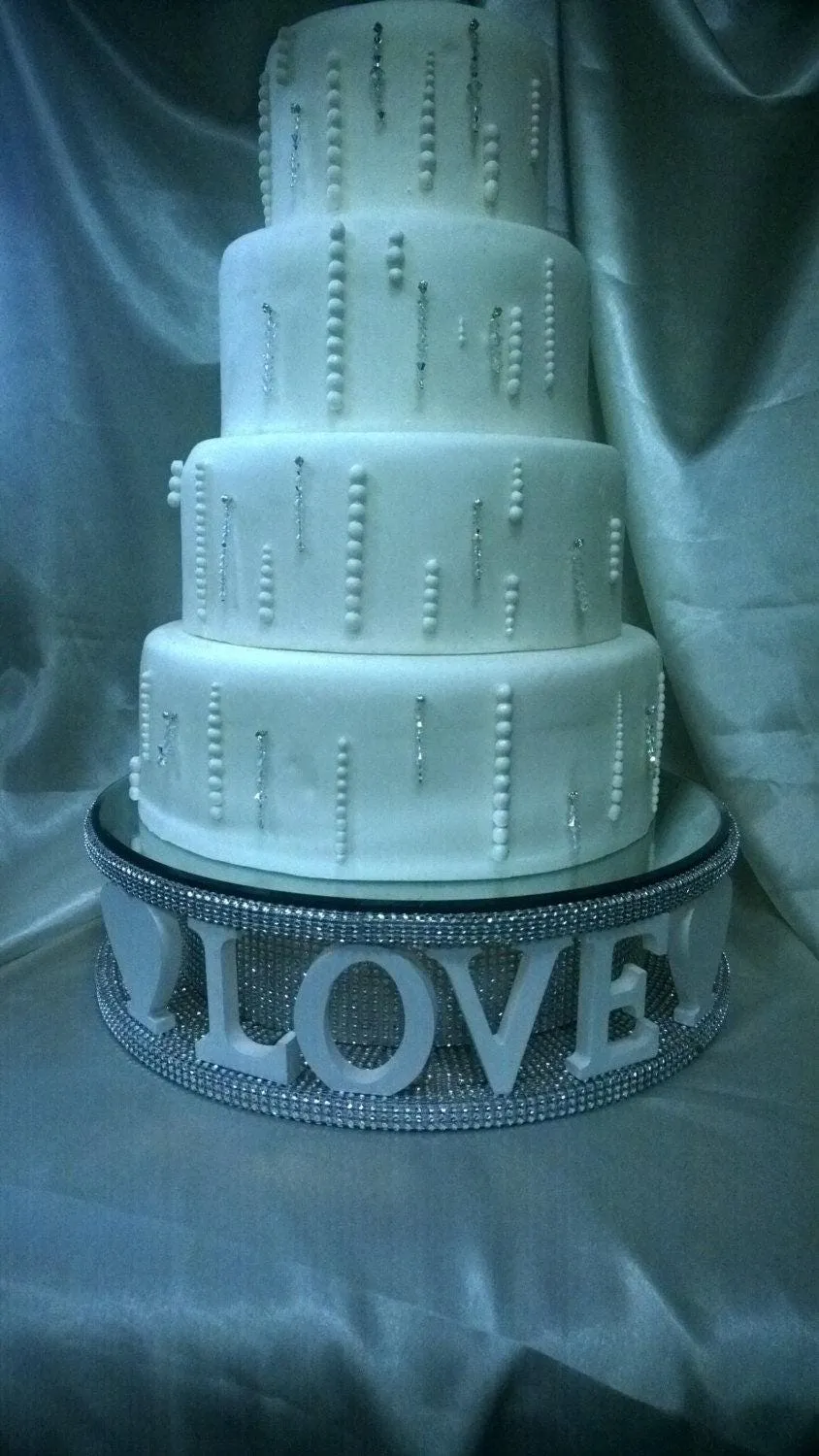 Cake stand Mr & Mrs personalised words wedding cake stand   lights [ choose from Many word options - Personalised, RHINESTONE EFFECT FINISH