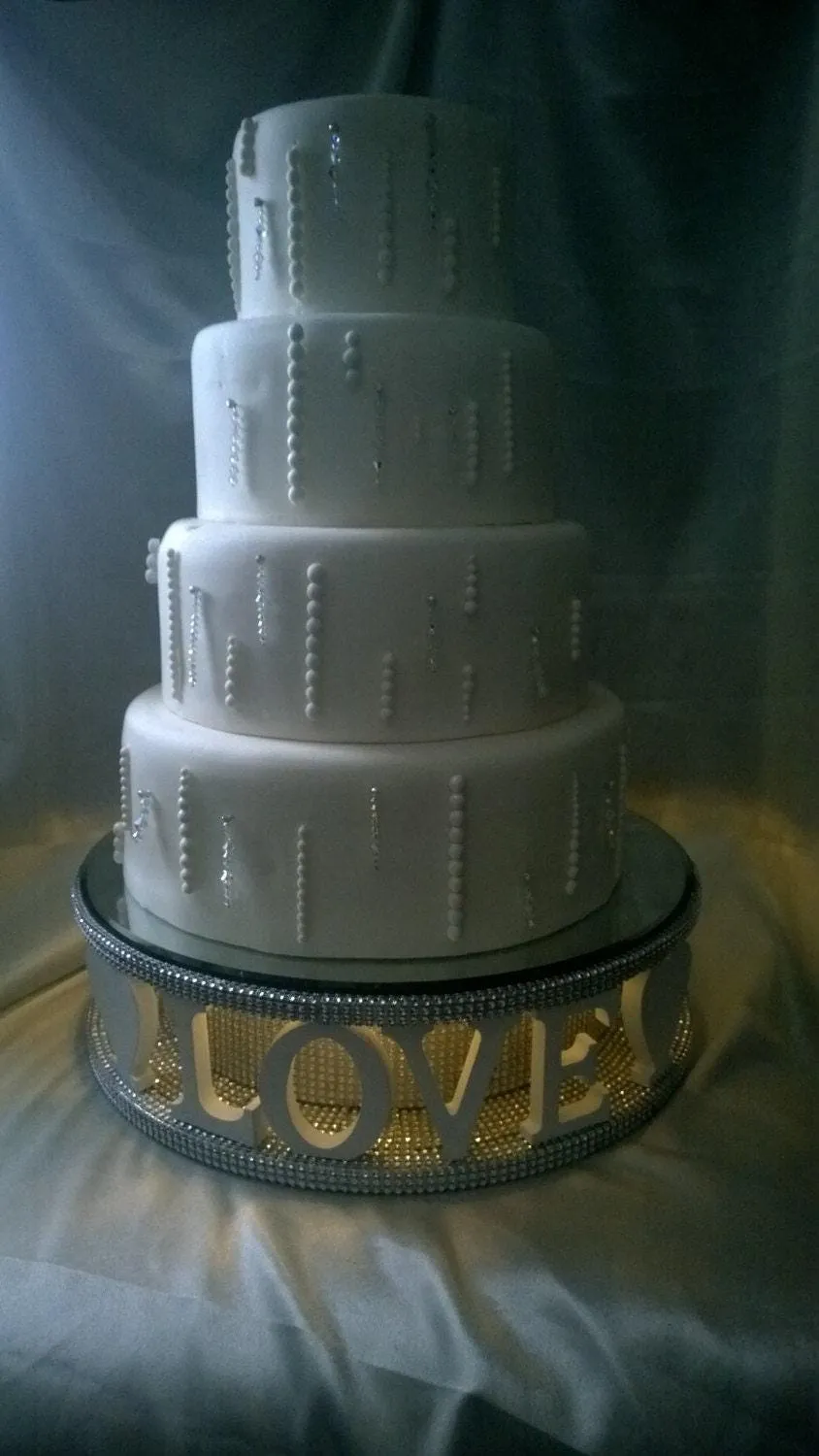 Cake stand Mr & Mrs personalised words wedding cake stand   lights [ choose from Many word options - Personalised, RHINESTONE EFFECT FINISH