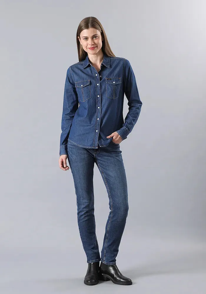 Camisa Mujer Regular Western Blue Wash