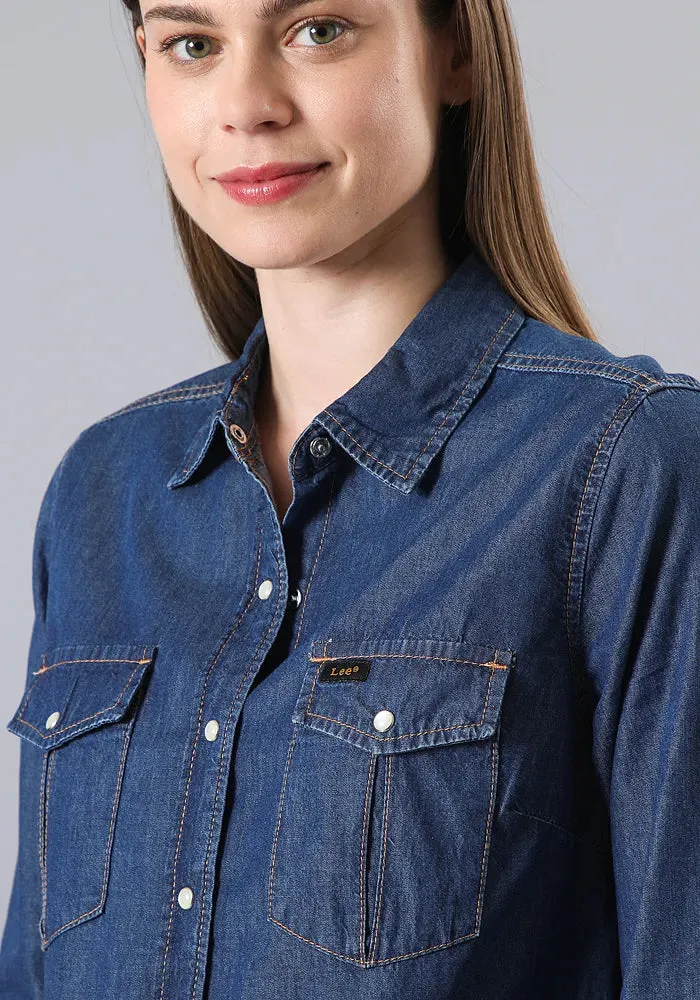 Camisa Mujer Regular Western Blue Wash