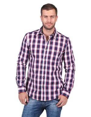 Camisas Hombre Slim Fit Manga Larga Cuadros 1 B25114