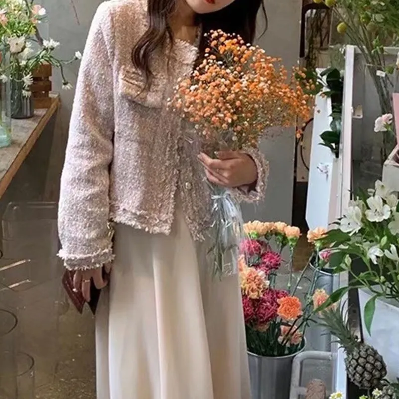 Chaqueta de lana a cuadros abrigo mujer