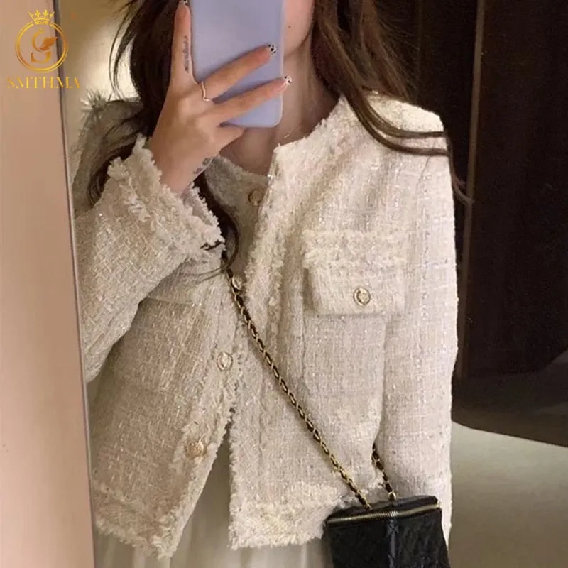 Chaqueta de lana a cuadros abrigo mujer