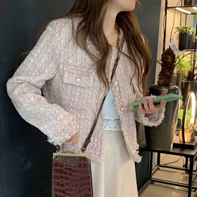 Chaqueta de lana a cuadros abrigo mujer
