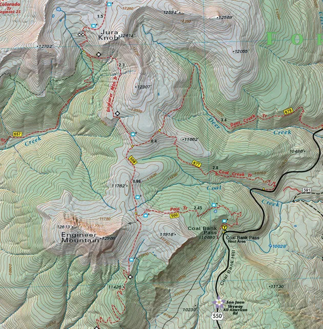 Colorado Durango Trails - Trails and Recreation Topo Map | Latitude 40°