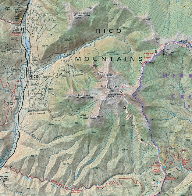 Colorado Durango Trails - Trails and Recreation Topo Map | Latitude 40°
