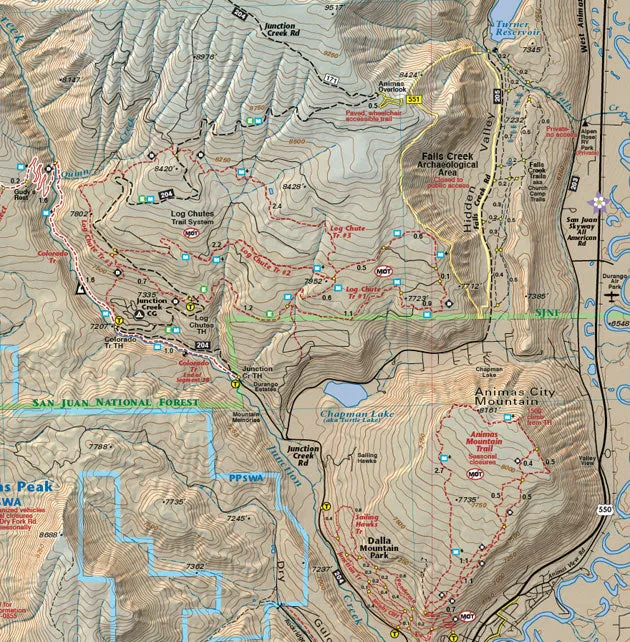 Colorado Durango Trails - Trails and Recreation Topo Map | Latitude 40°