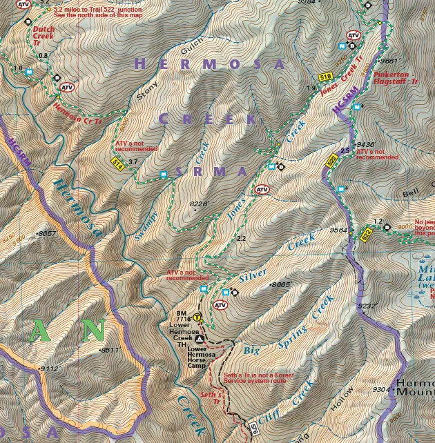 Colorado Durango Trails - Trails and Recreation Topo Map | Latitude 40°