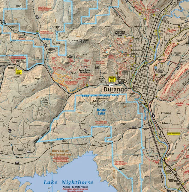 Colorado Durango Trails - Trails and Recreation Topo Map | Latitude 40°