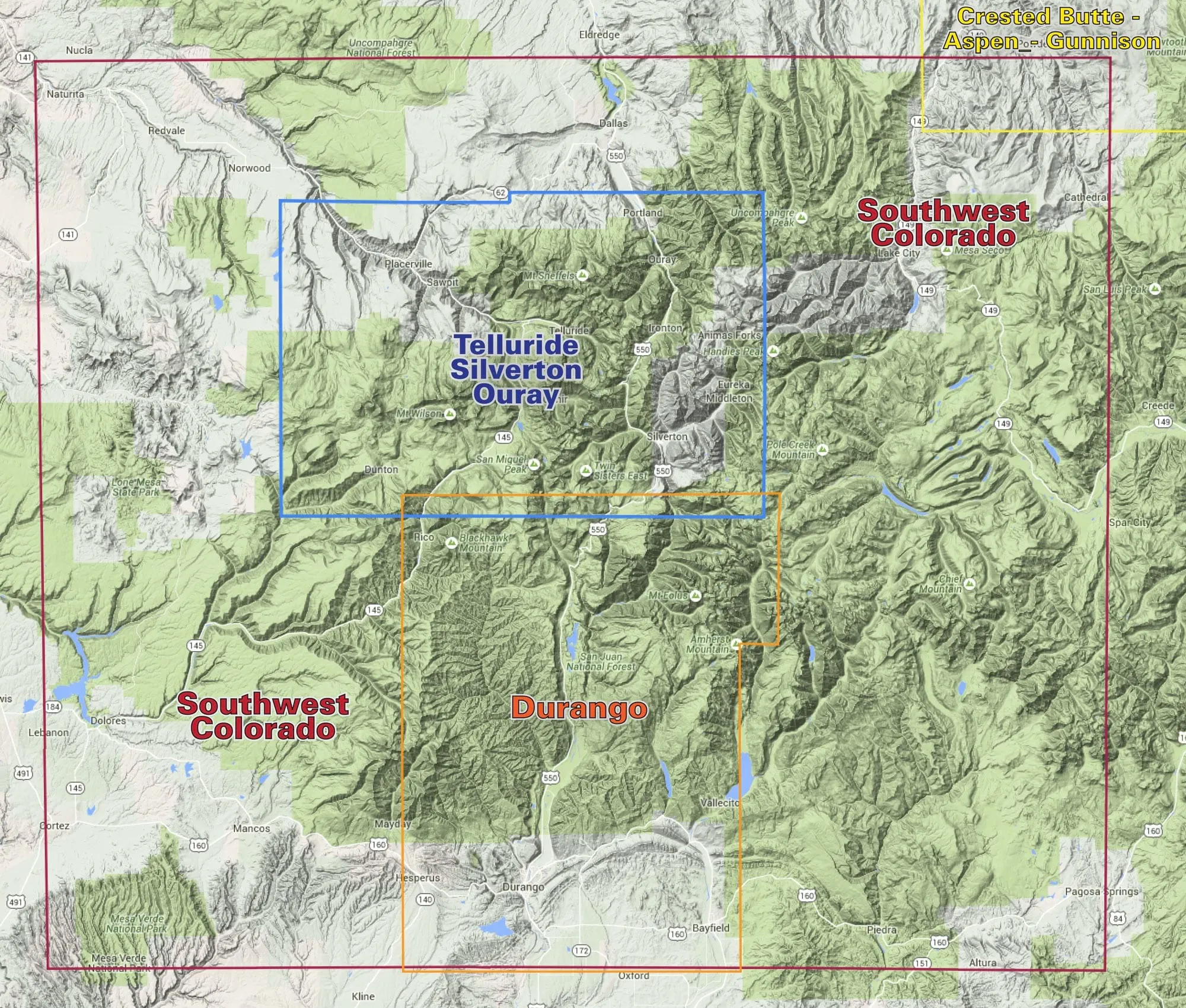 Colorado Durango Trails - Trails and Recreation Topo Map | Latitude 40°