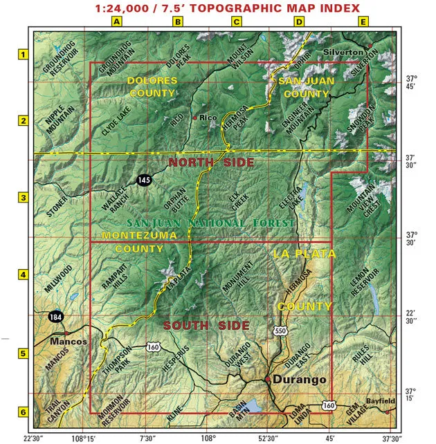Colorado Durango Trails - Trails and Recreation Topo Map | Latitude 40°