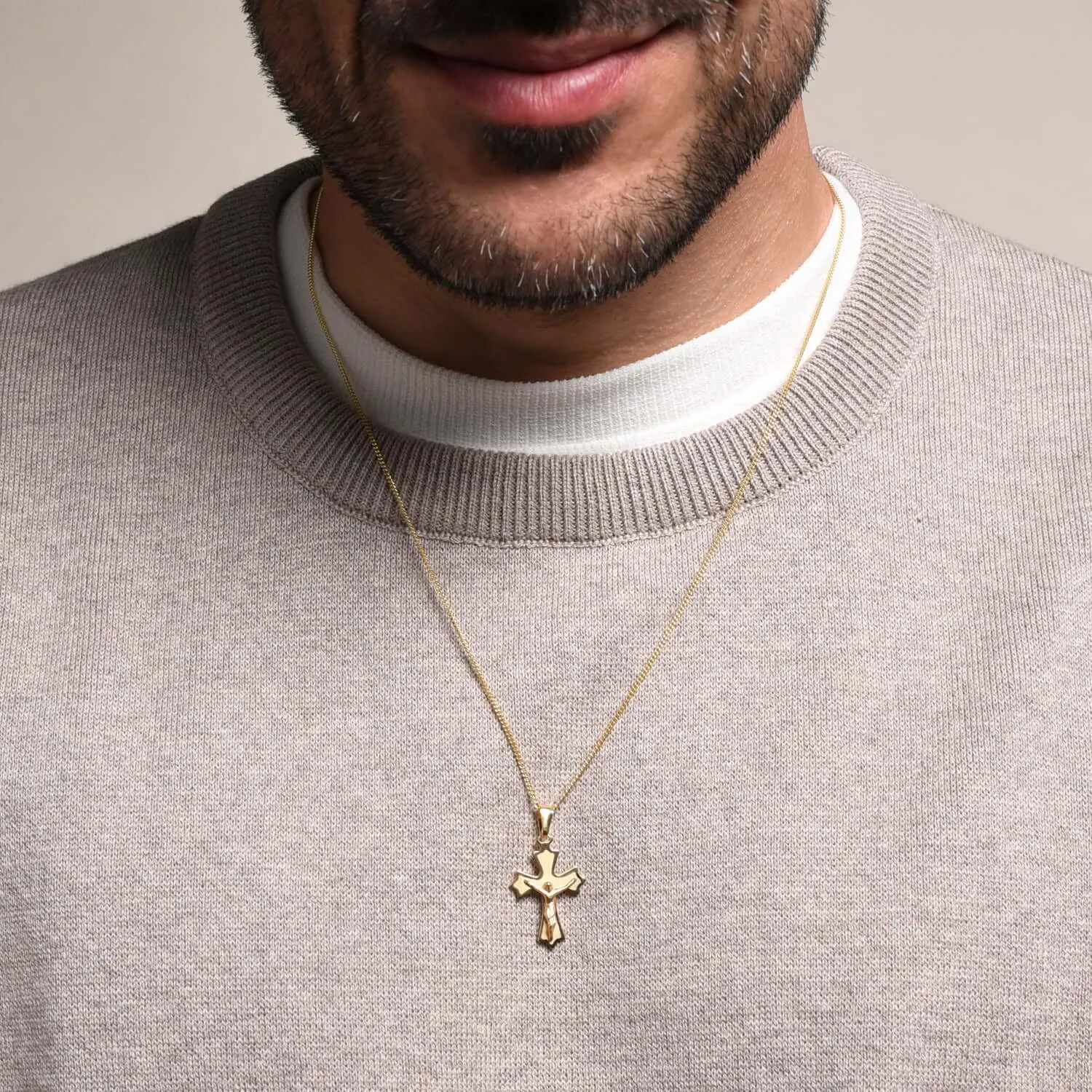 CRUCIFIX PENDANT - GOLDEN SILVER