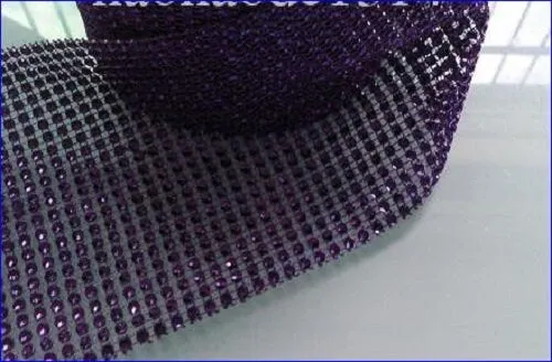 DARK PURPLE Rhinestone ribbon, Diamond Mesh, Diamante Bling, Crystal trim 1 METER cake trim. by Crystal wedding uk