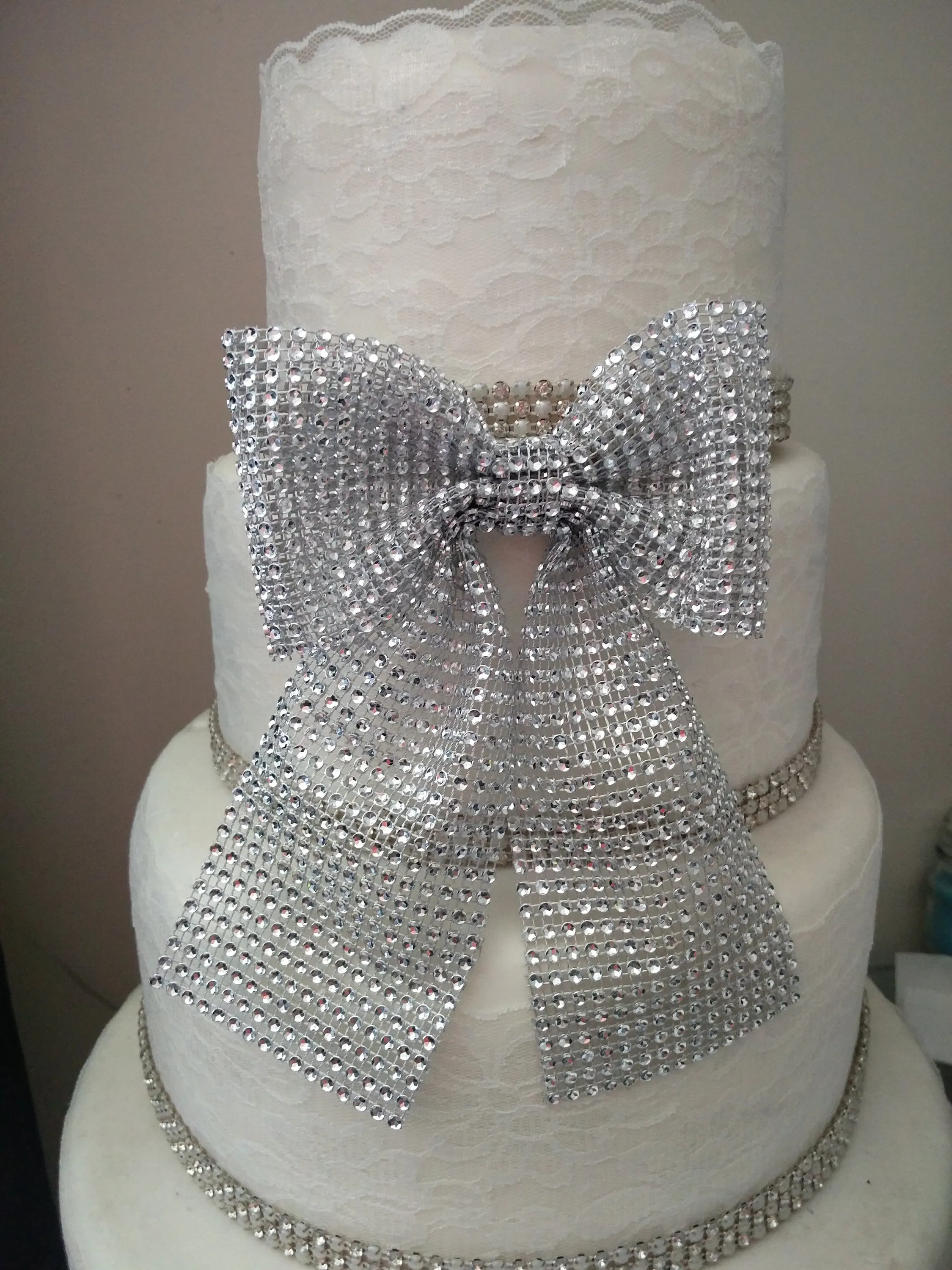 Diamante cake bow .bling bow,  cake decorations topper   1m of ribbon by Crystal wedding uk