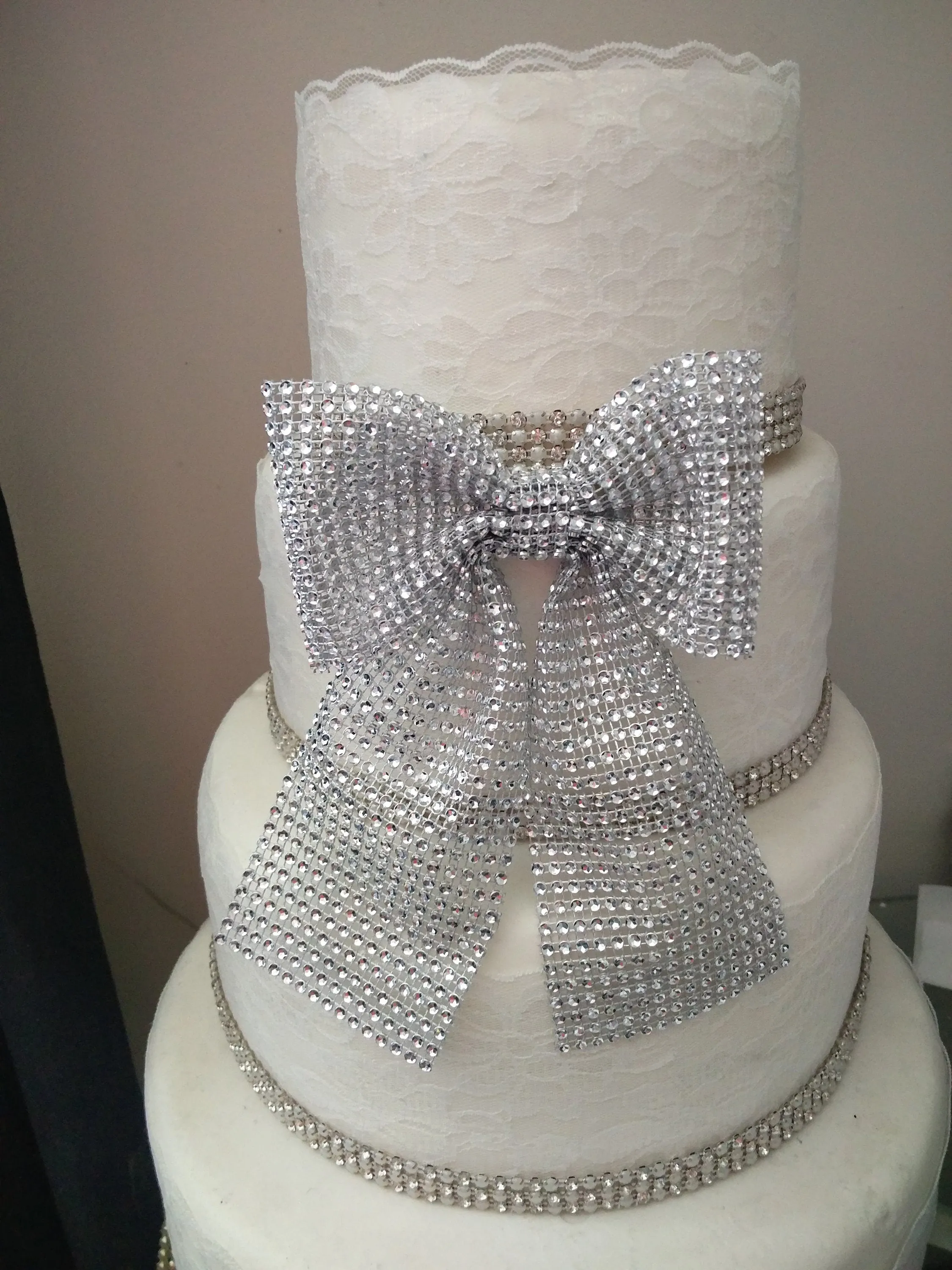 Diamante cake bow .bling bow,  cake decorations topper   1m of ribbon by Crystal wedding uk