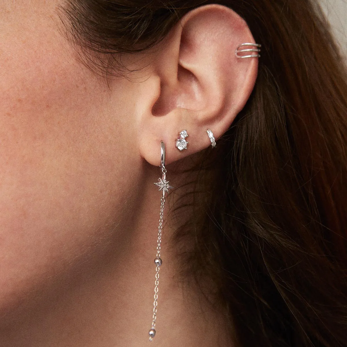 Double Spark Silver Earring