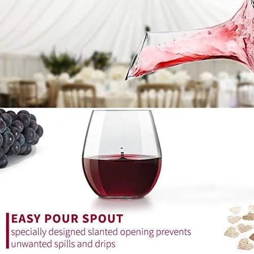 DRAGONN Luxury Wine Decanter - 100% Hand Blown Lead-free Crystal Glass Wine Carafe – Bonus Cork Stopper & Steel Cleaning Beads Accessories