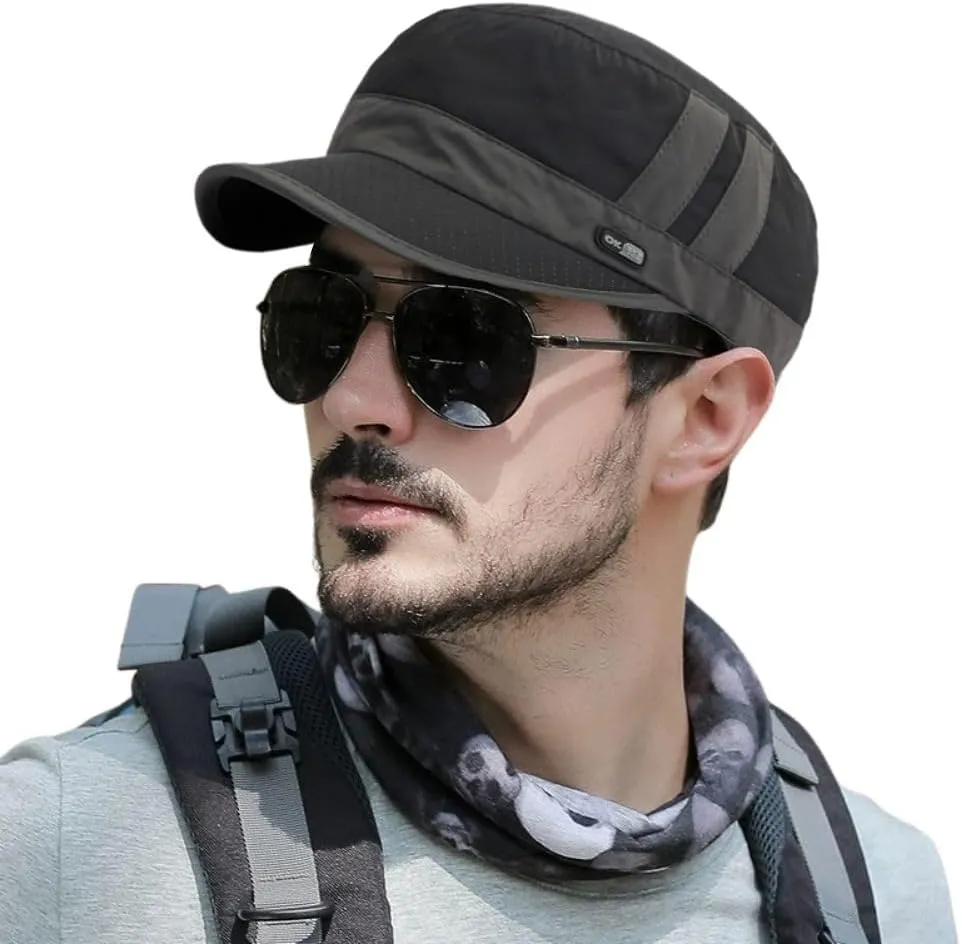 FASHIXD Mesh Military Hat for Men Summer Army Cap Quick Qry Short Bill Hat Cadet Caps