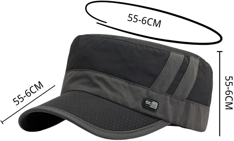 FASHIXD Mesh Military Hat for Men Summer Army Cap Quick Qry Short Bill Hat Cadet Caps