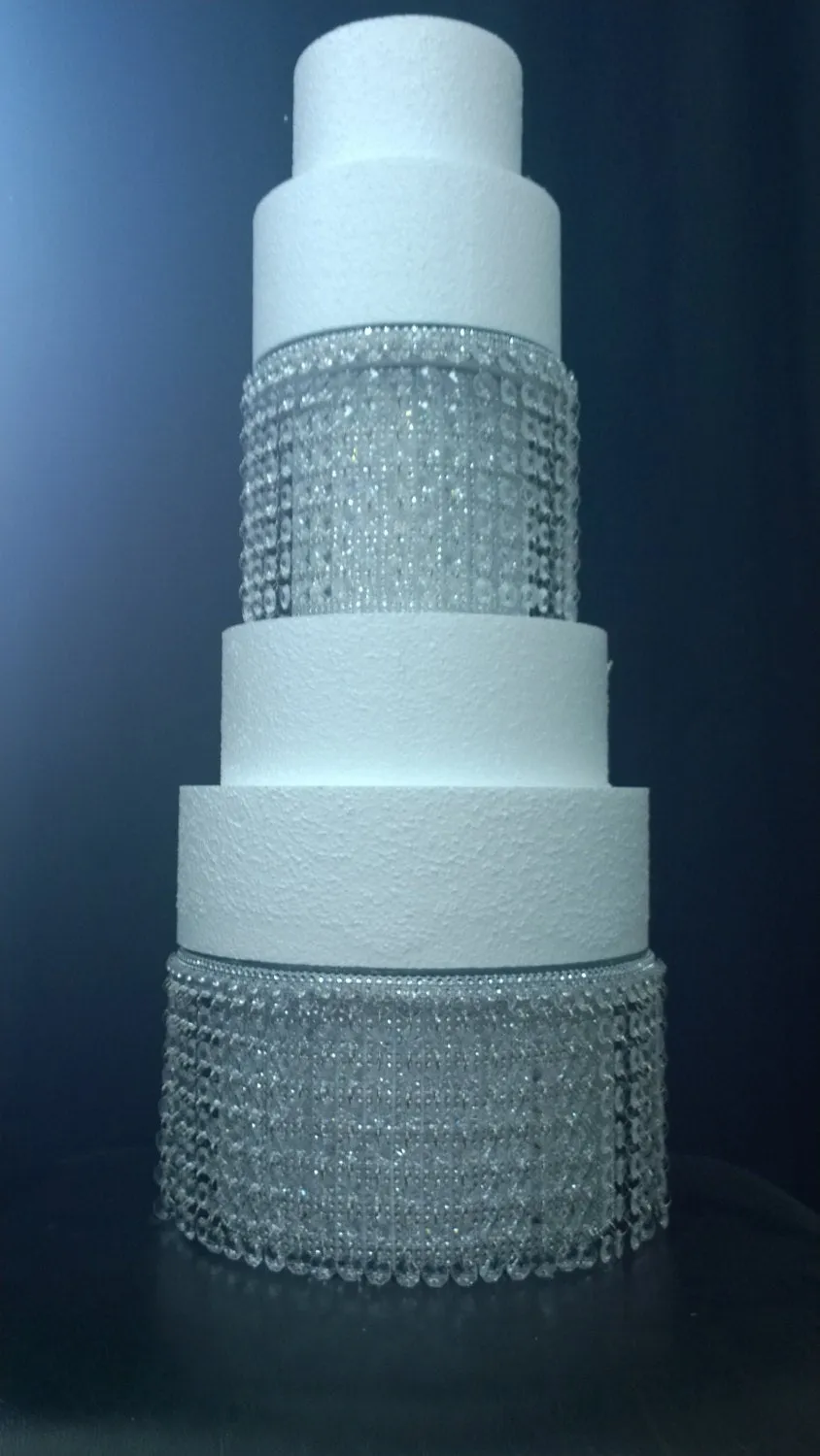 Faux Crystal Diamante wedding cake stand set of 2  with  lights