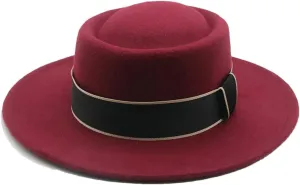 Fedoras Women Hats Ribbon Band Belt Formal Hat Wide Brim Pork Pie Hat Sombreros 19 56-58cm