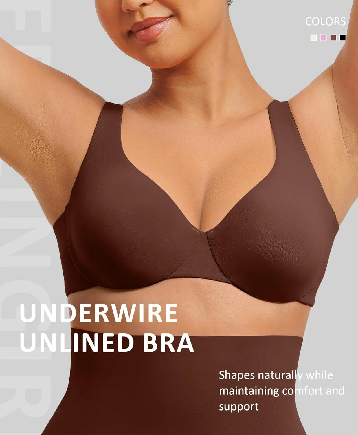 FeelinGirl Bras for Women Unlined No Padding Comfort Underwire Plus Size Full Coverage Seamless Plunge Everyday Bras