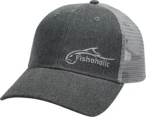 Fishoholic Snapback Baseball Fishing Hat - Mesh Trucker Fishing Gift for Dad Father