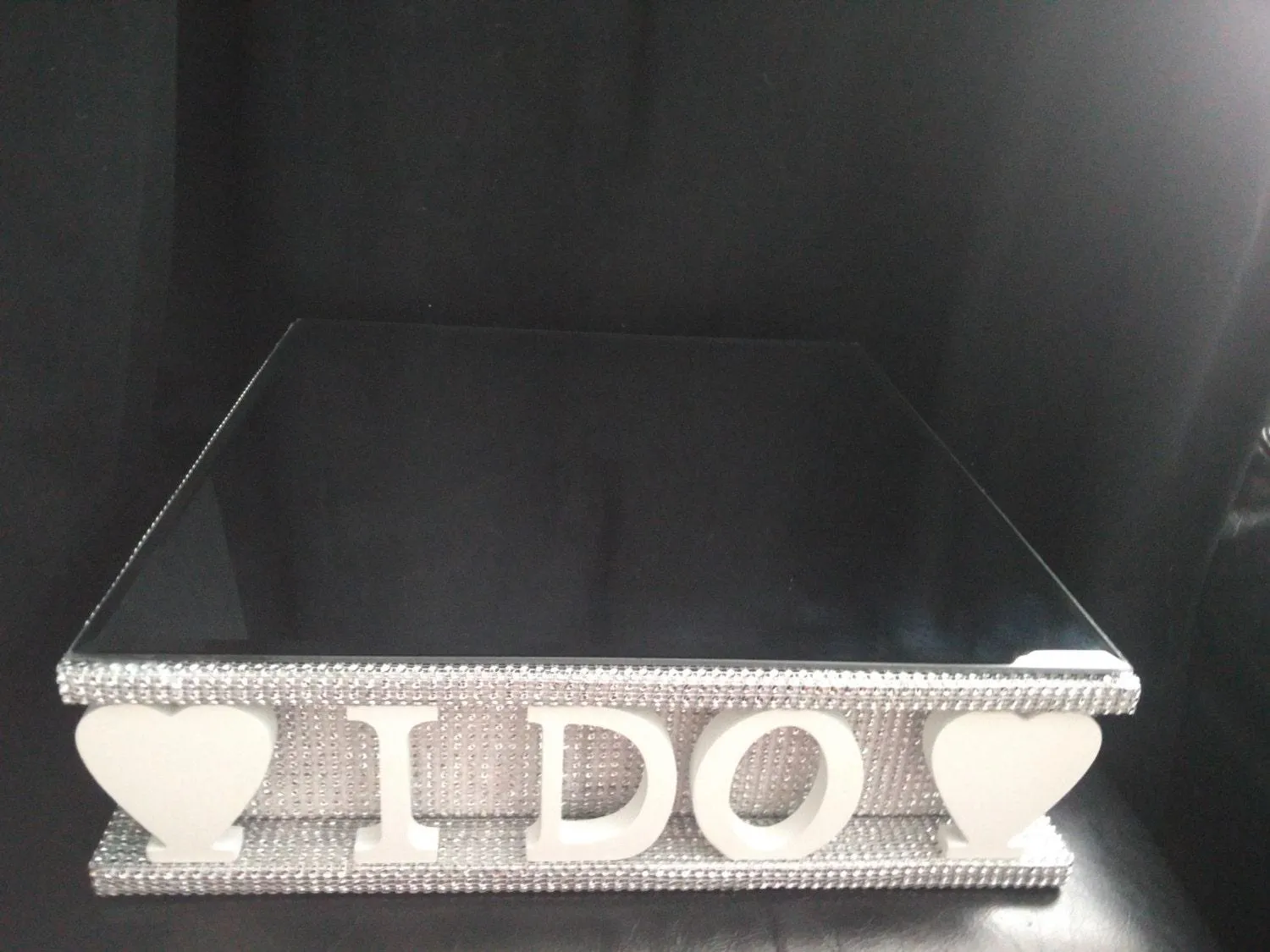 I DO wedding cake stand   lights carved wooden words wedding cake stand   lights by Crystal wedding uk
