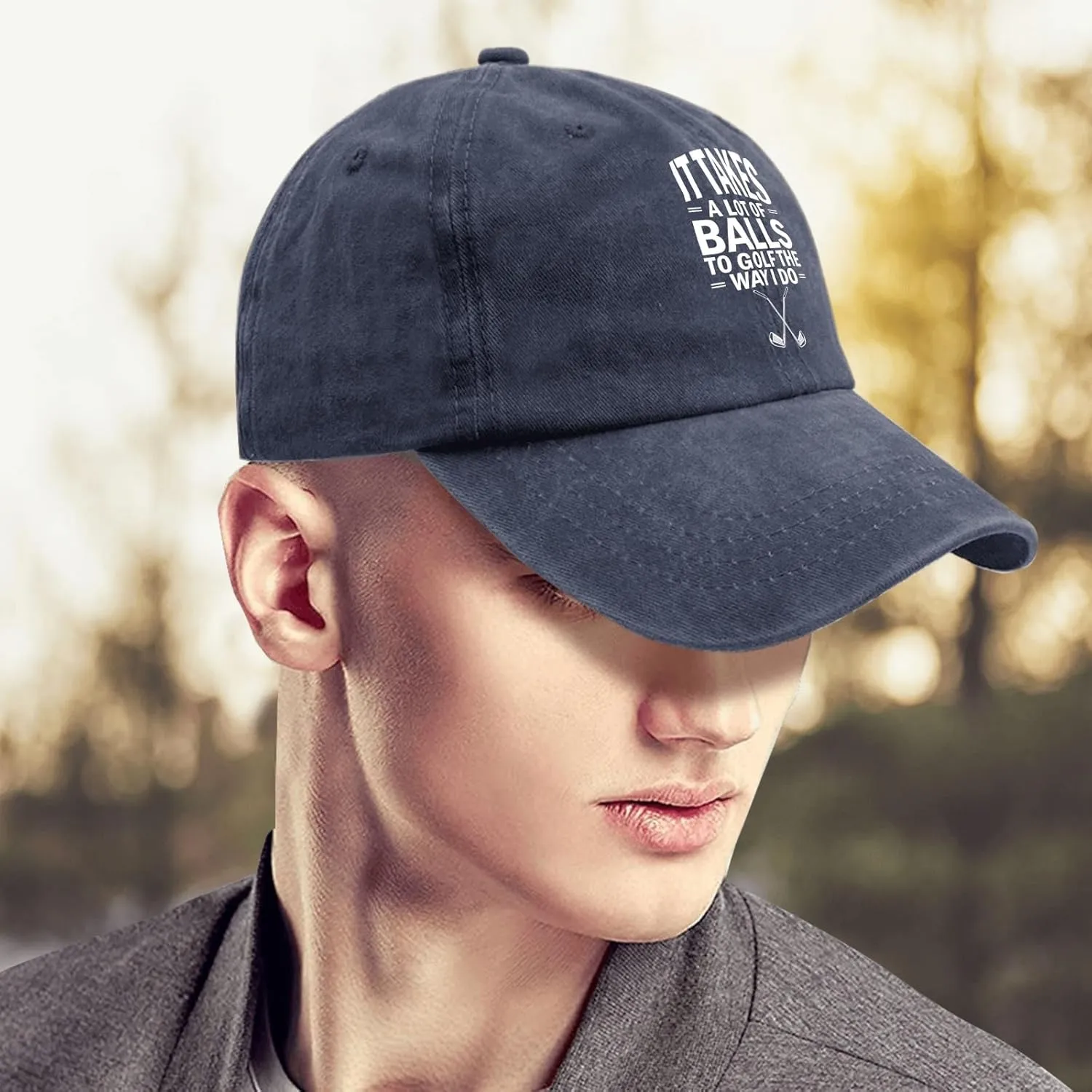 It Takes A Lot of Balls to Golf The Way I Do Caps Mens Cap Pigment Black Golf Hats Men Gifts for Him Beach Cap