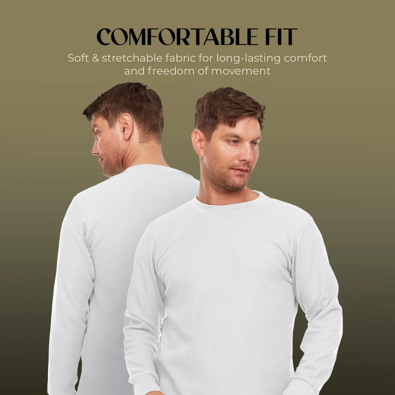 JMR Mens Heavyweight Waffle Thermal Shirt - 100% Cotton Long Sleeve - Wear as Base Layer or Standalone - Warm & Breathable