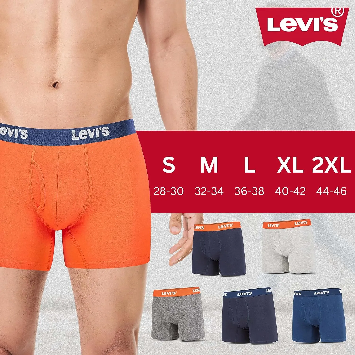 Levi's Mens Boxer Briefs Breathable Cotton Underwear for Men Pack of 6