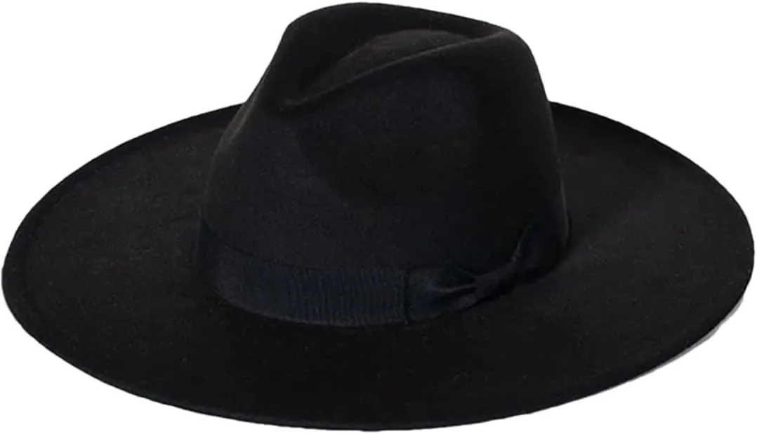 Men's Soft Fedora Hat Jazz Hat Bow Top Hat Panama Cap Large Brim Jazz Fedoras Hat 15 56-58cm